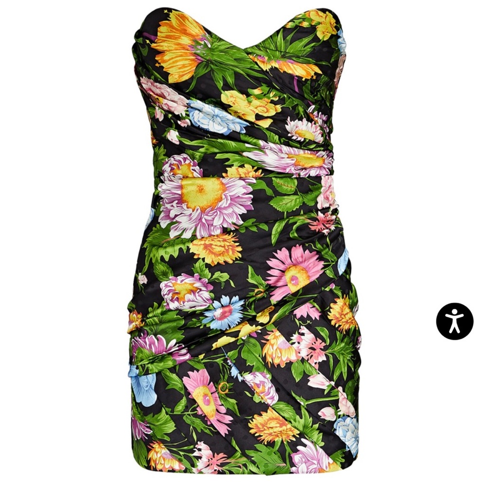 Ronny Kobo -Margot Strapless Floral Satin Mini Dress-Color: MULTI -Size: XL